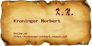 Kroninger Norbert névjegykártya